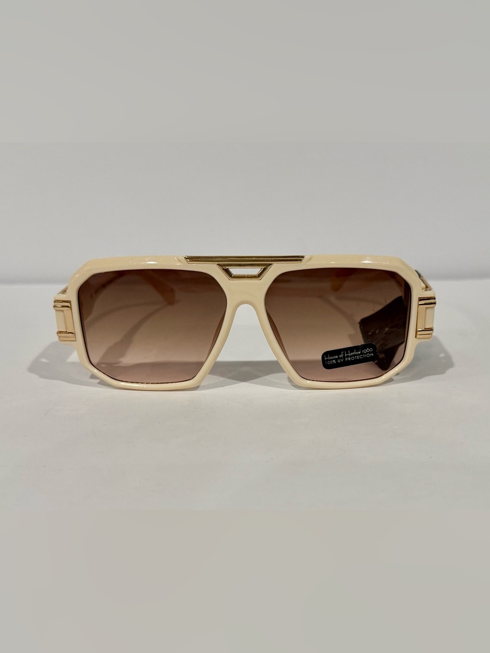 House of Harlow 1960 Women's Oversized Square Sunglasses Ivory Brown Gradient